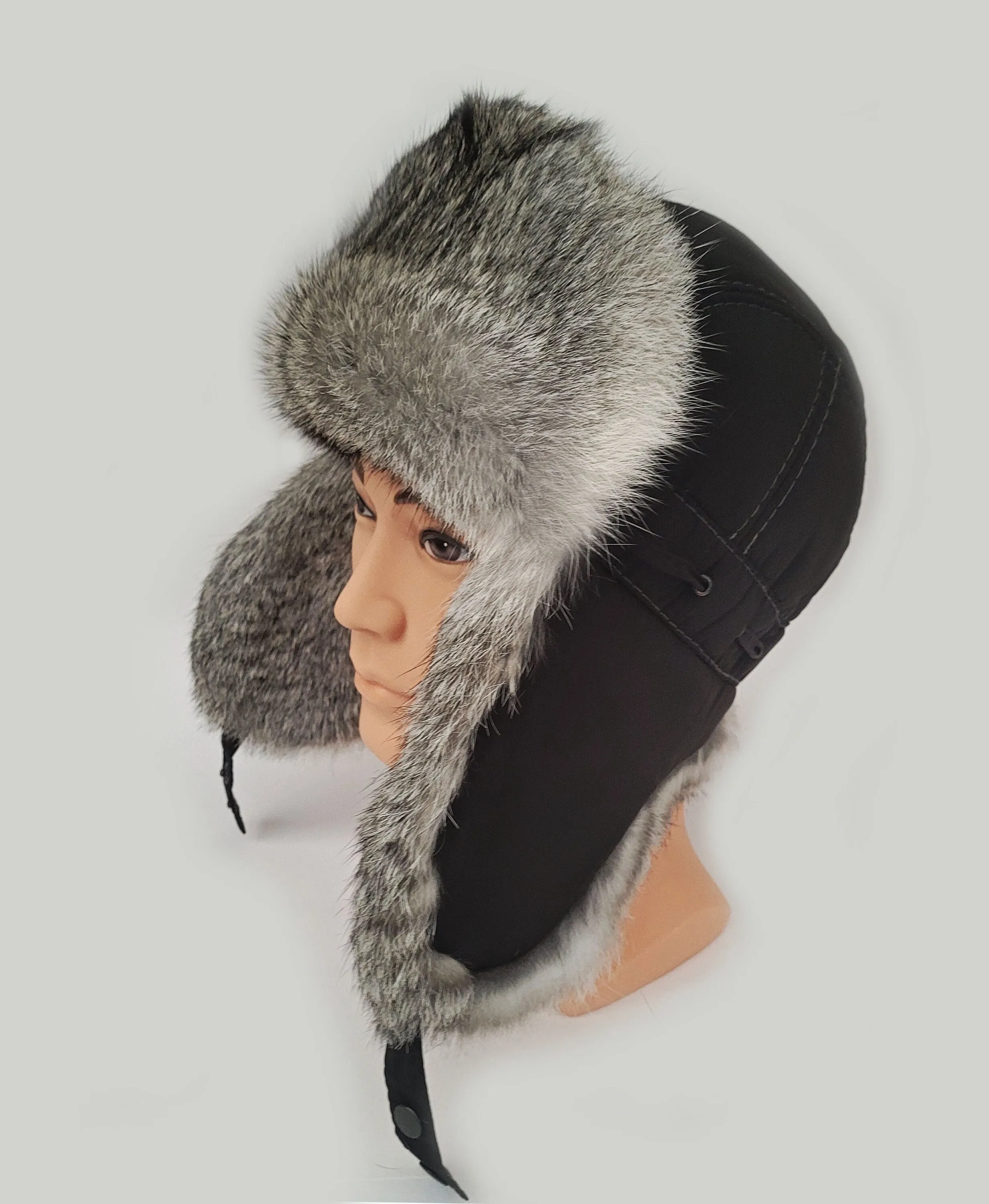 READY to SHIP MAN Real Fur hat, Aviator Hat, Rabbit Fur Hat, Fur Ear Flap Hat, Trapper Hat, Ushanka, Russian Hat, Ski Hat, Fur Hat Ear Flaps