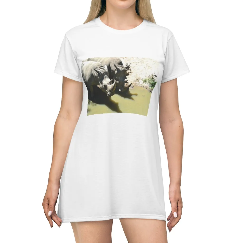 Rhinos All Over Print T-Shirt Dress