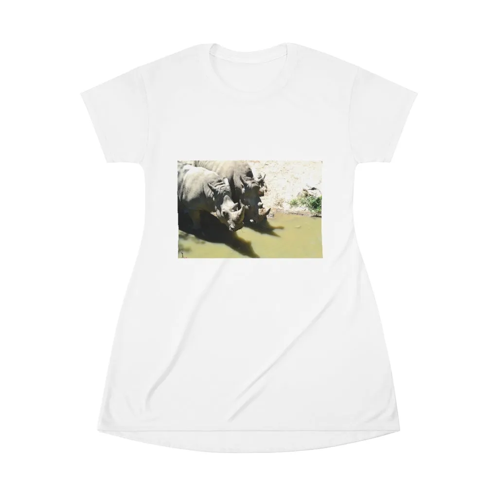 Rhinos All Over Print T-Shirt Dress