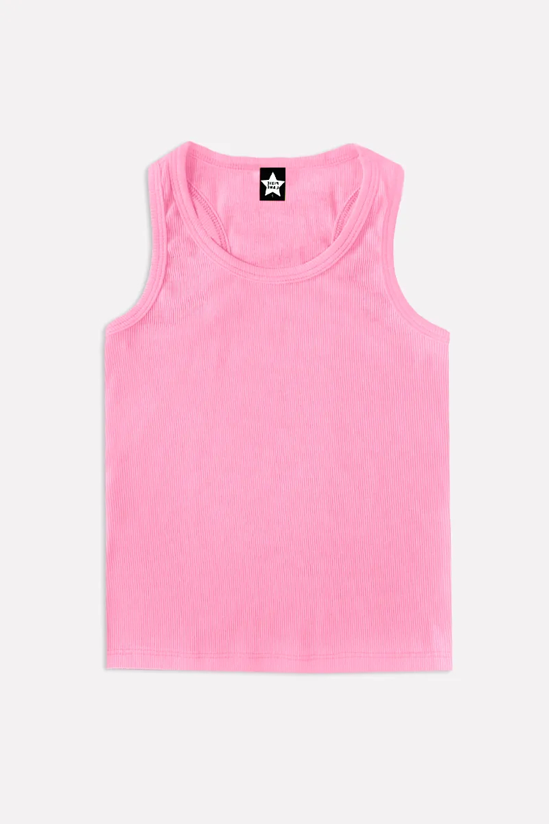 Ribbed Racerback Tank - Pop Pink