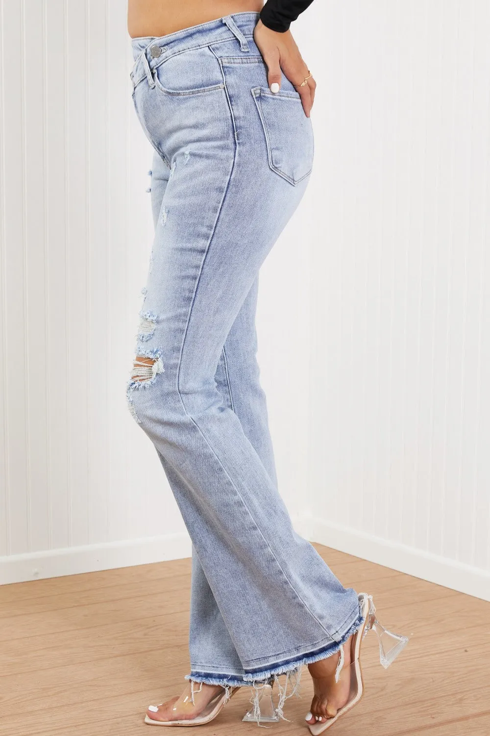 RISEN Valerie Full Size Crossover Flared Jeans