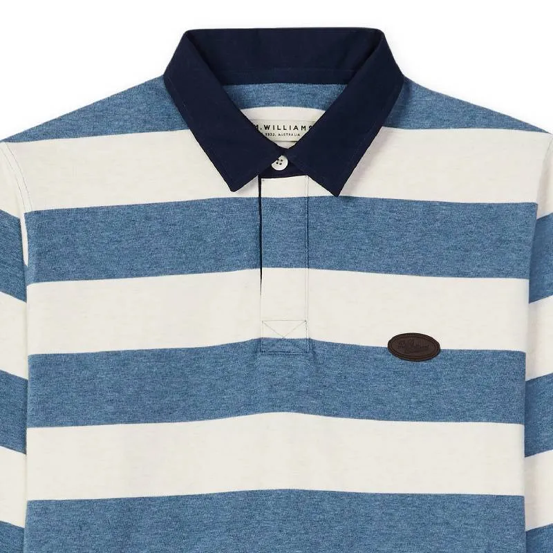 R.M.Williams Tweedale Mens Cotton Rugby Shirt - Blue/White