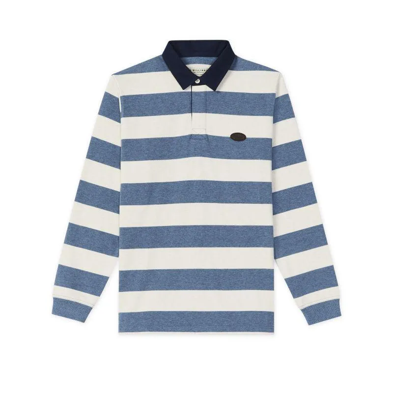 R.M.Williams Tweedale Mens Cotton Rugby Shirt - Blue/White