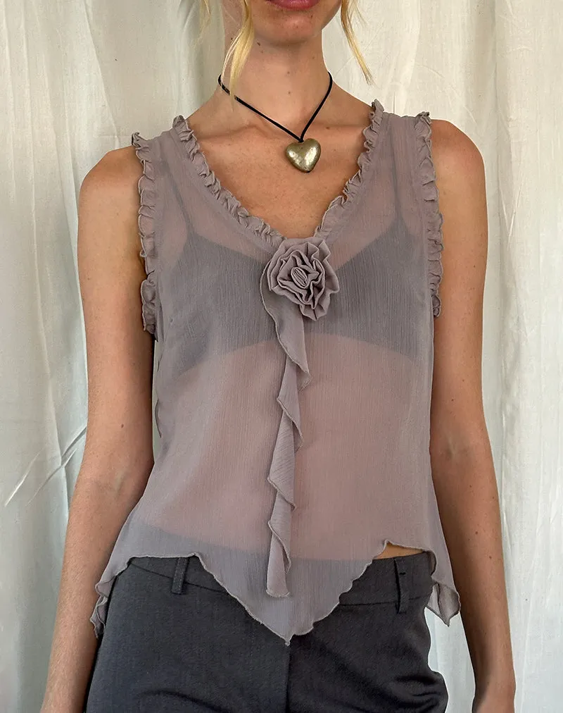 Rosalinda Top in Chiffon Lilac Grey