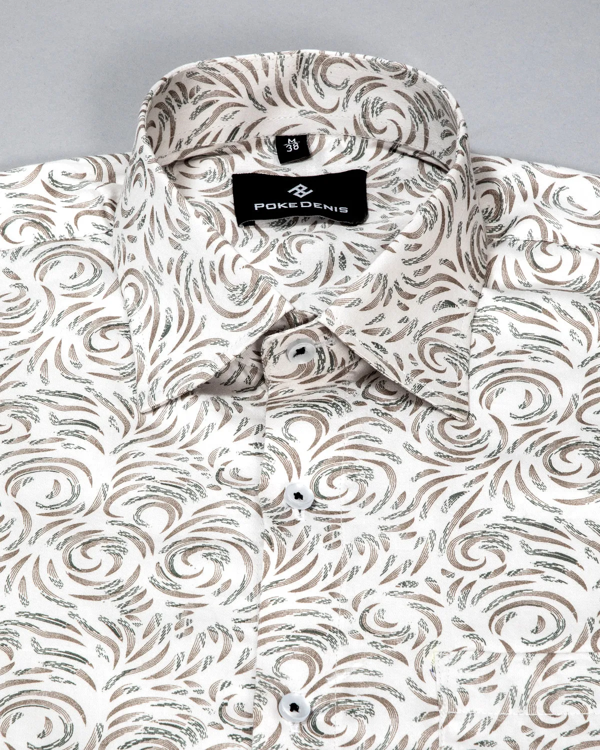 SAND CREAM WHITE  WITH VILAYCHI PRINTED COTTON SHIRT