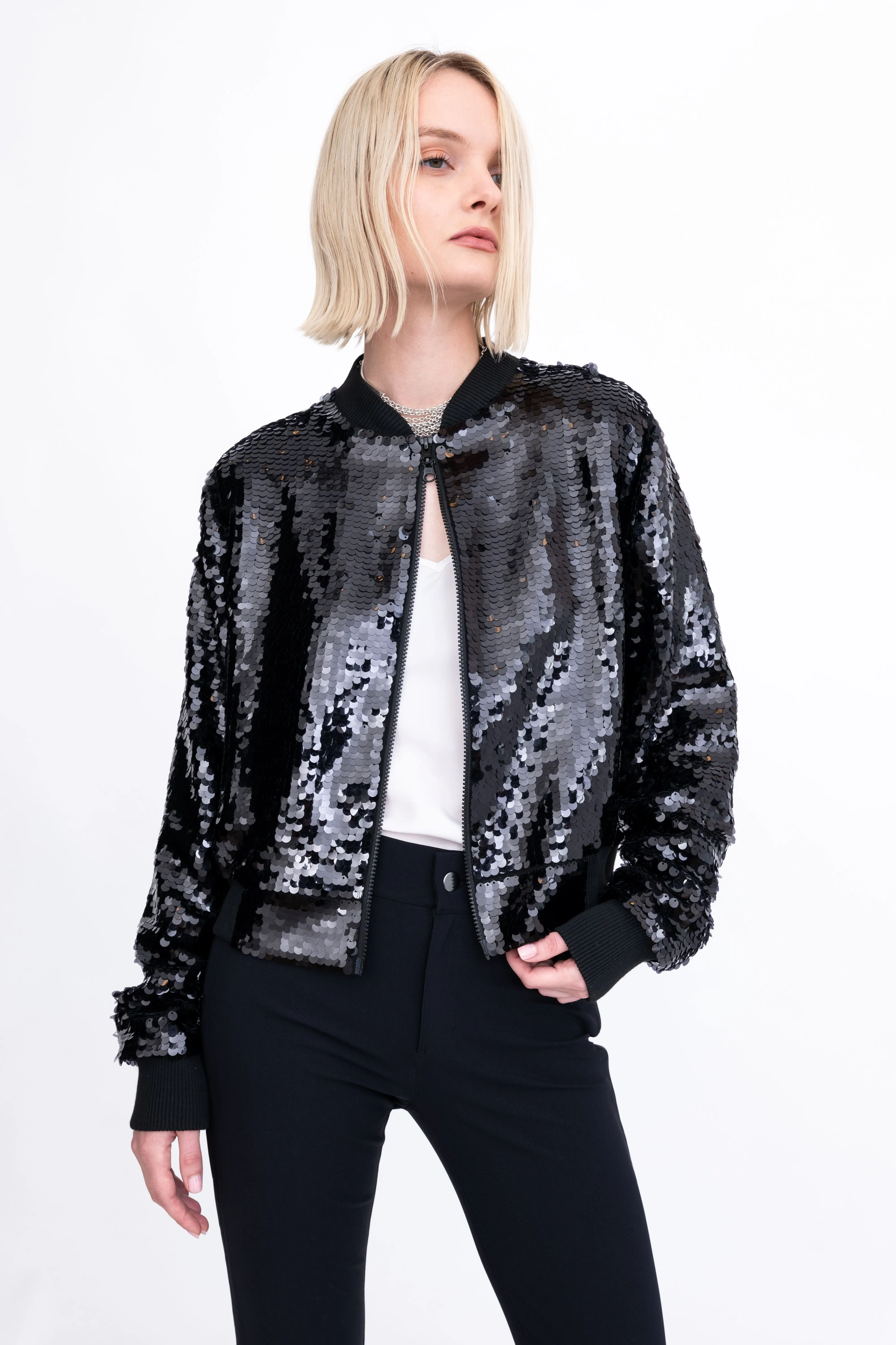 Sequins Bomber Jacket - AMARANTE H24