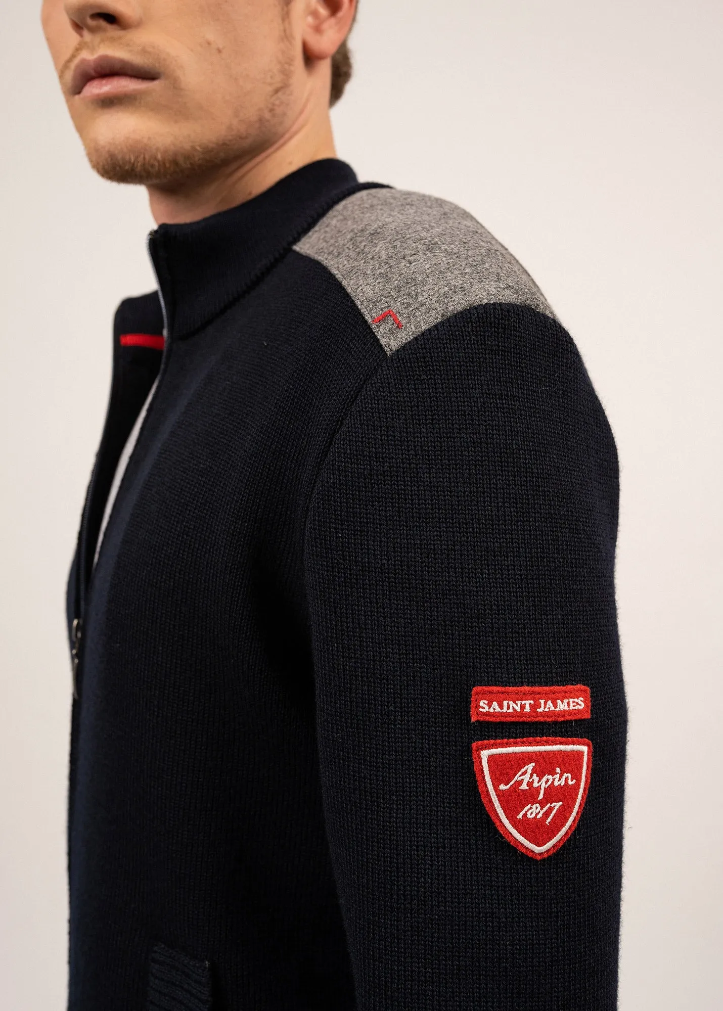 Serac Arpin zipped jacket in wool and wool cloth - SAINT JAMES x ARPIN (NAVY)