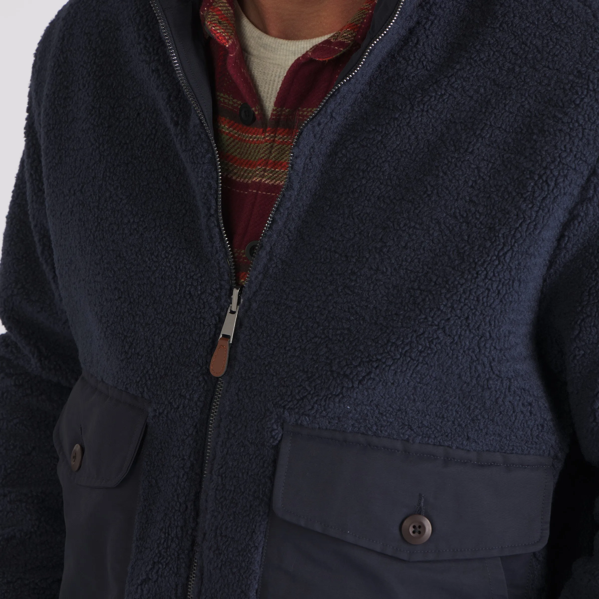 Sherpa Reversible Full Zip Jacket- Navy