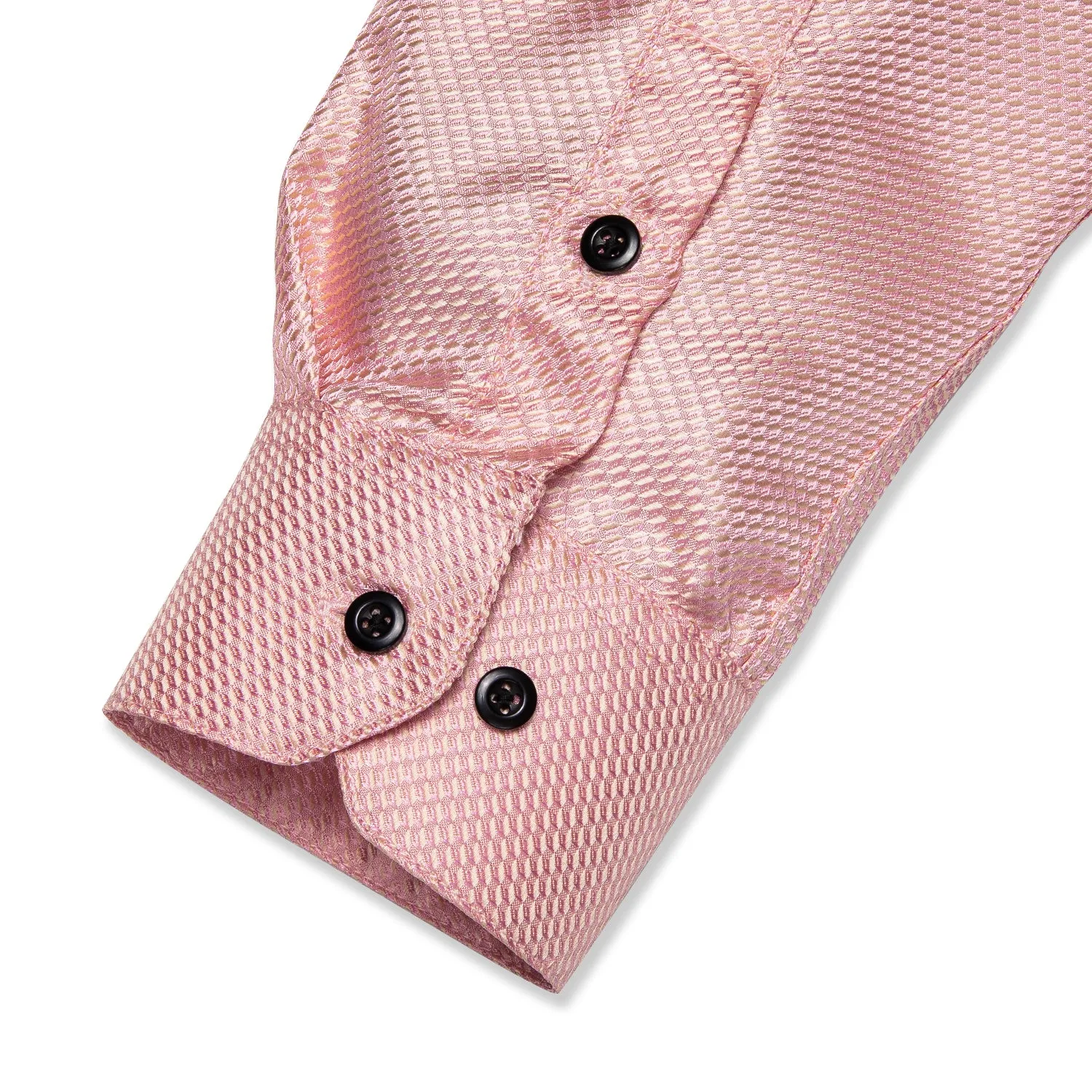 Shiny Pink Plaid Men's Long Sleeve Shirt