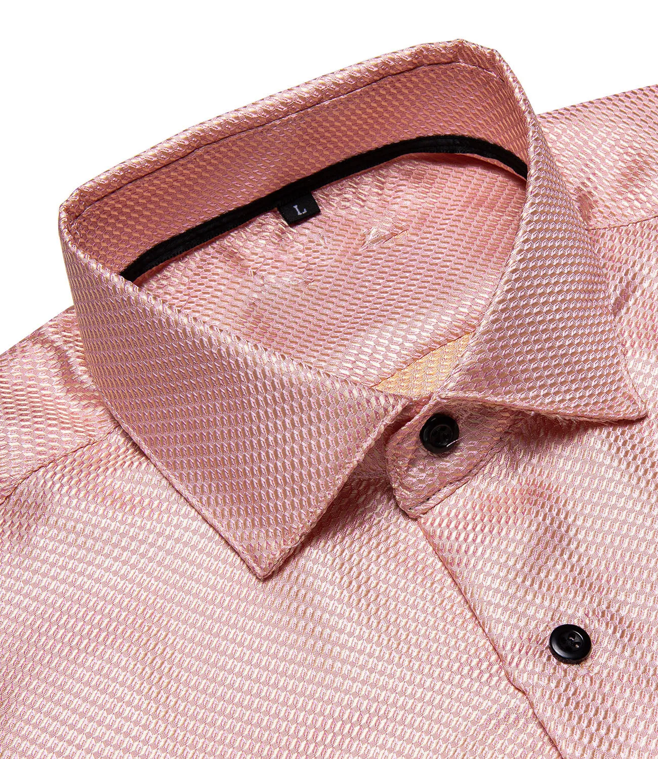 Shiny Pink Plaid Men's Long Sleeve Shirt