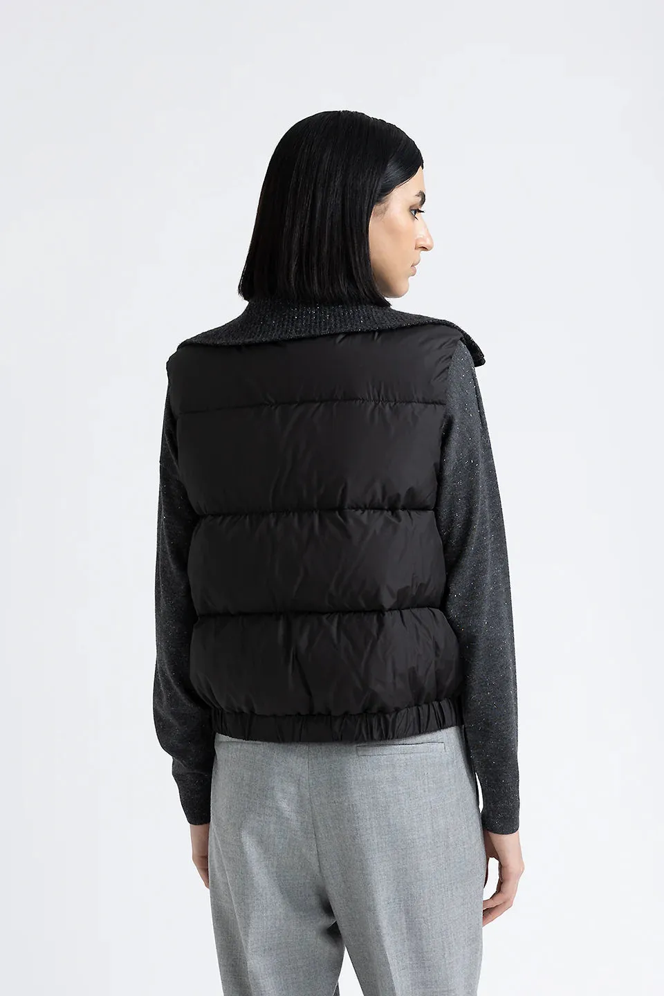 Sleeveless Goose Down Jacket - Graphite