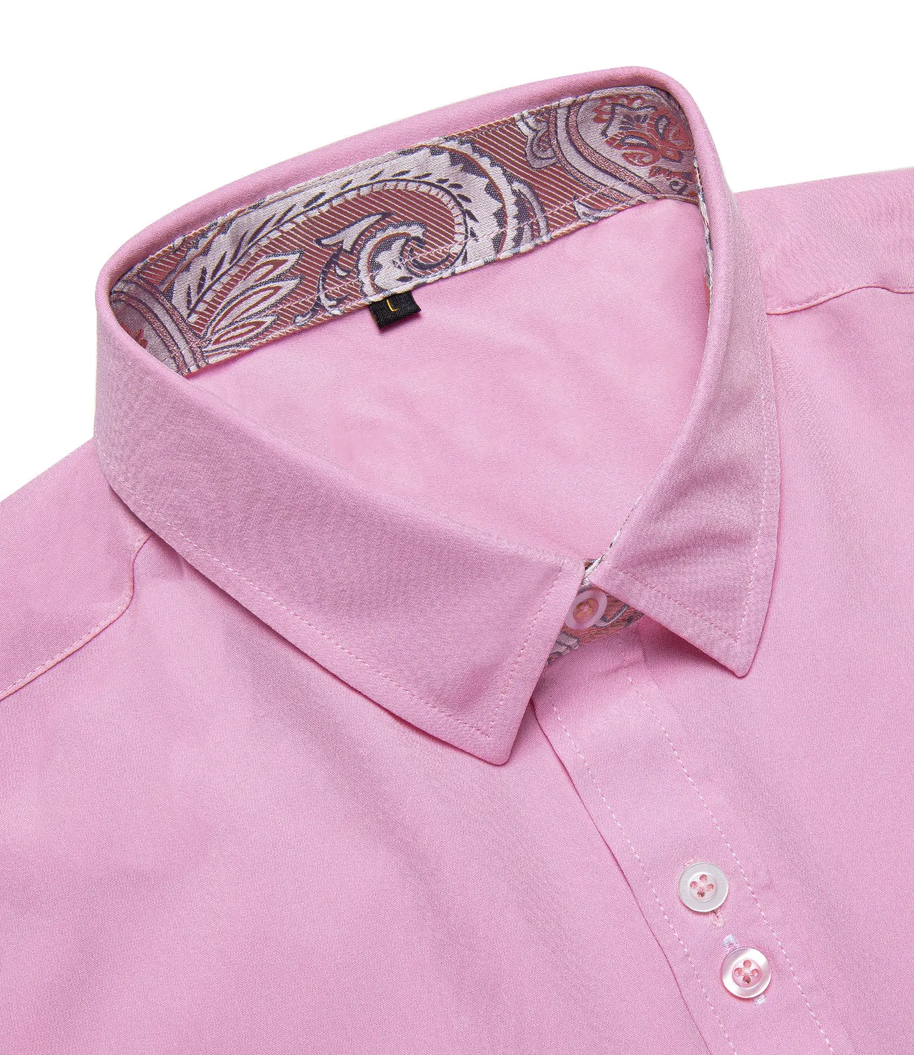 Splicing Style Pink with Pink Paisley Edge Men's Long Sleeve Shirt