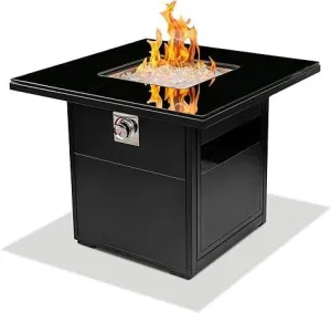 Square Fire Pit Table for Outside Patio – 30" Small Outdoor Propane Gas Fire Table.