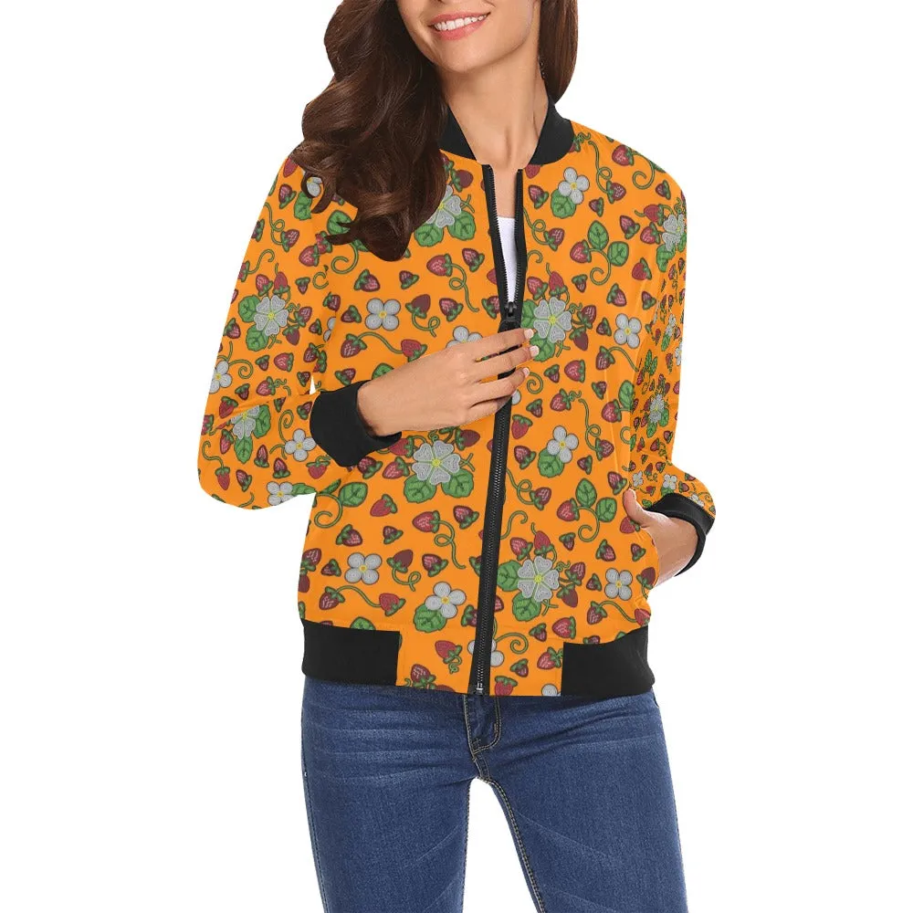 Strawberry Dreams Carrot All Over Print Bomber Jacket for Women