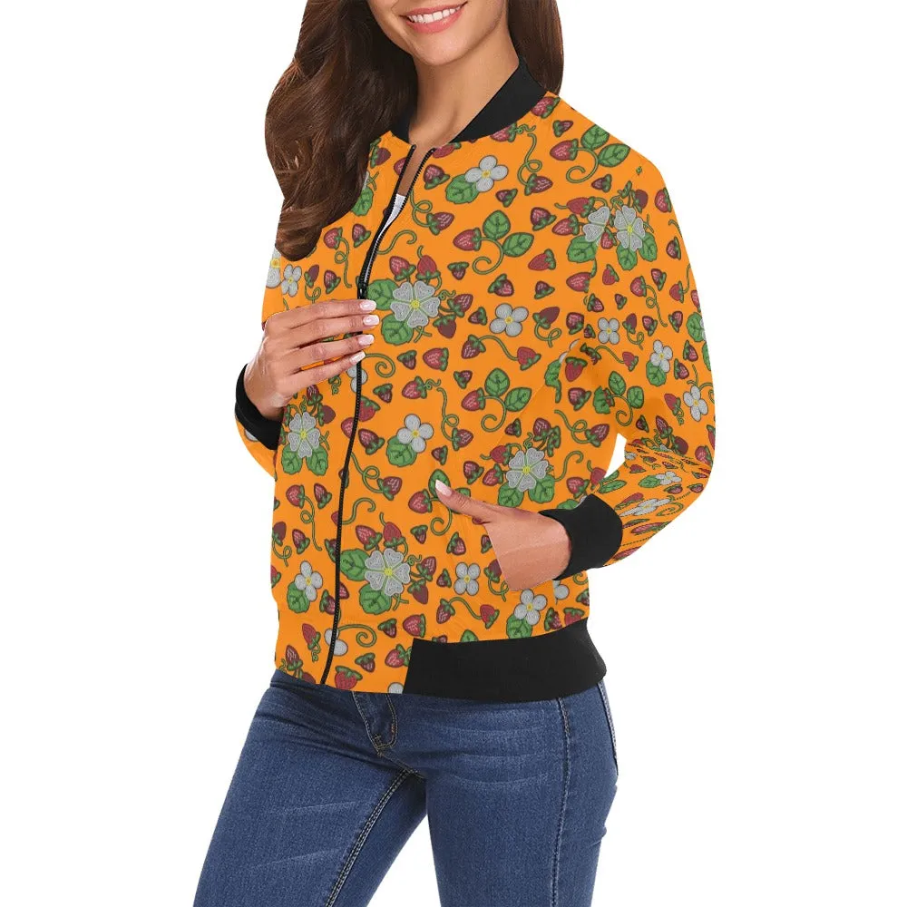 Strawberry Dreams Carrot All Over Print Bomber Jacket for Women