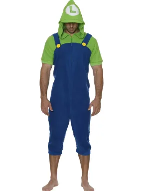 Super Mario Bros. Mens Luigi Onesie Union Suit Pajama Costume