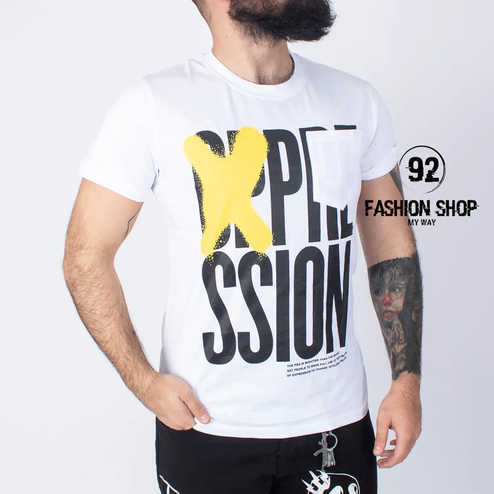 T-shirt Uomo Con Stampa Anteriore e Posteriore Con Taschino Art. ts27