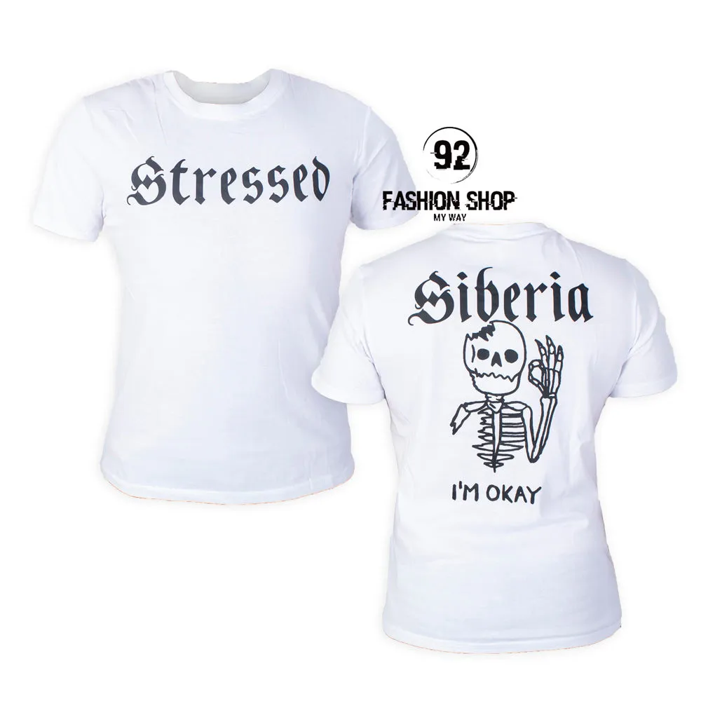 T-Shirt Uomo Stampa Retro Scritta Avanti Stressed Art. Ts30