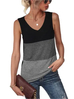 TEEK - Black Color Block Wide Strap Tank