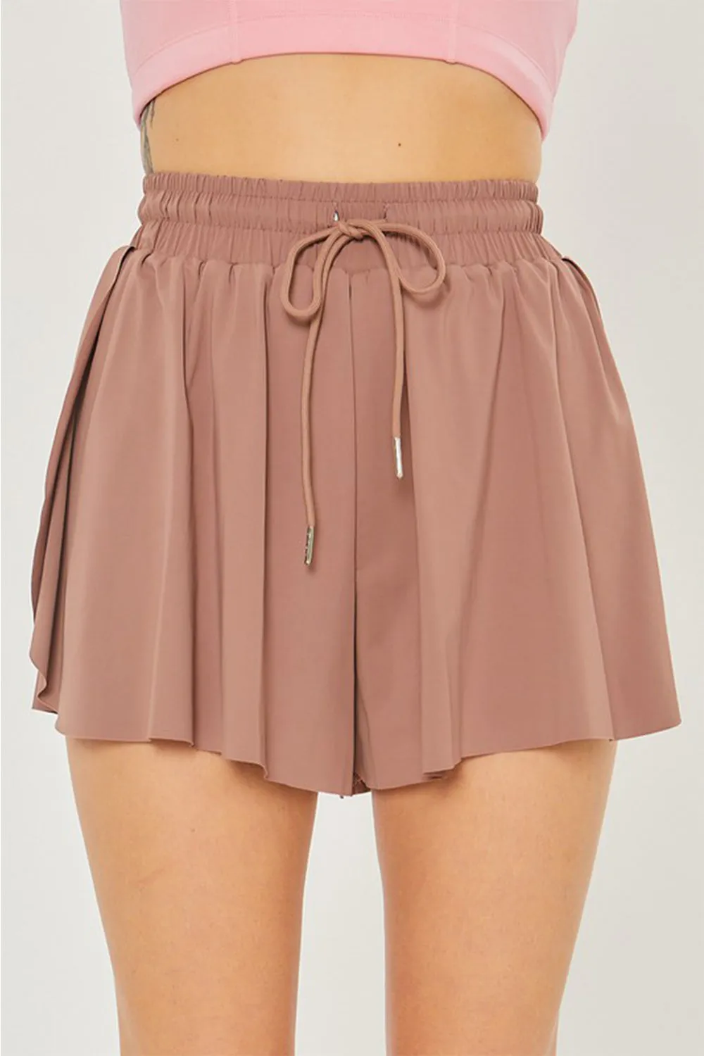 TEEK - Taupe Two In One Drawstring Active Shorts