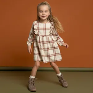 The Copper Plaid Flannel Dress - Beige - BABY