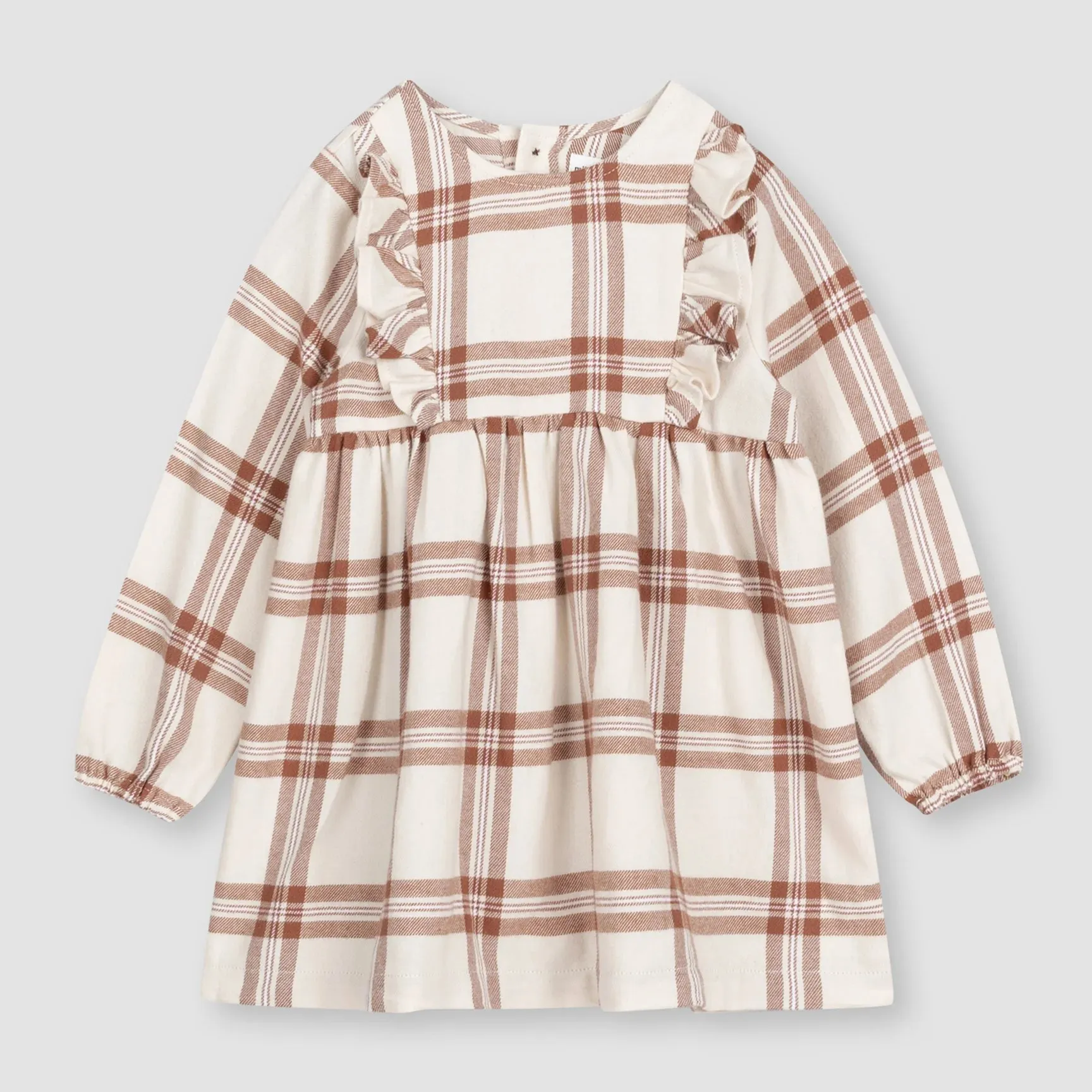 The Copper Plaid Flannel Dress - Beige - BABY