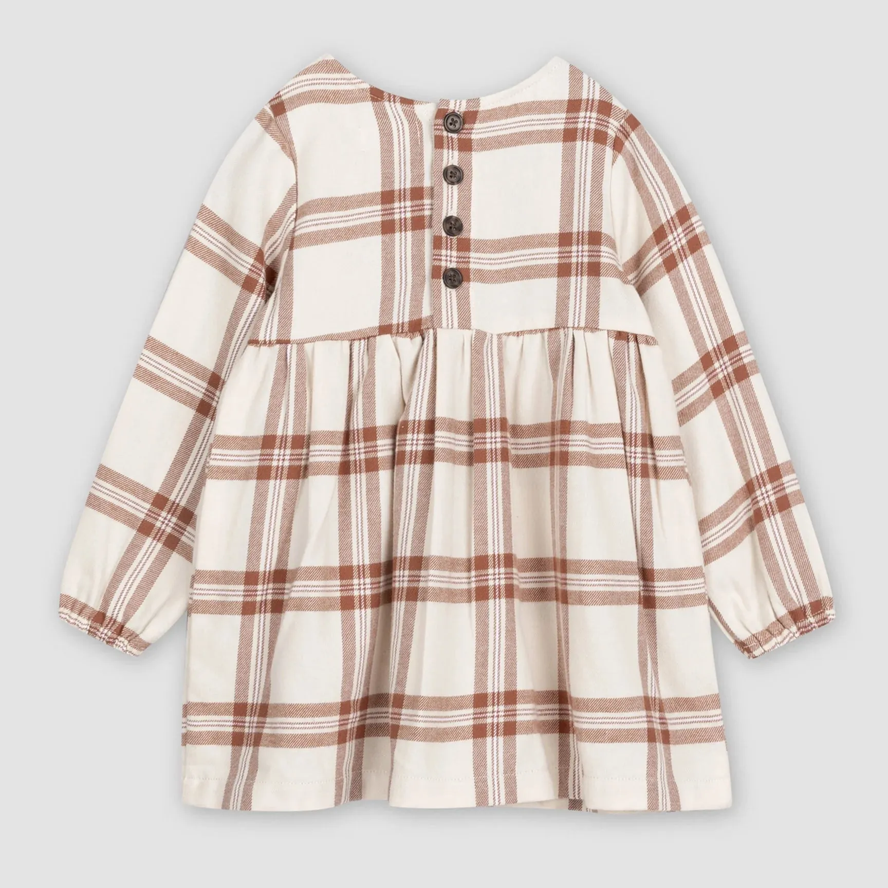 The Copper Plaid Flannel Dress - Beige - BABY