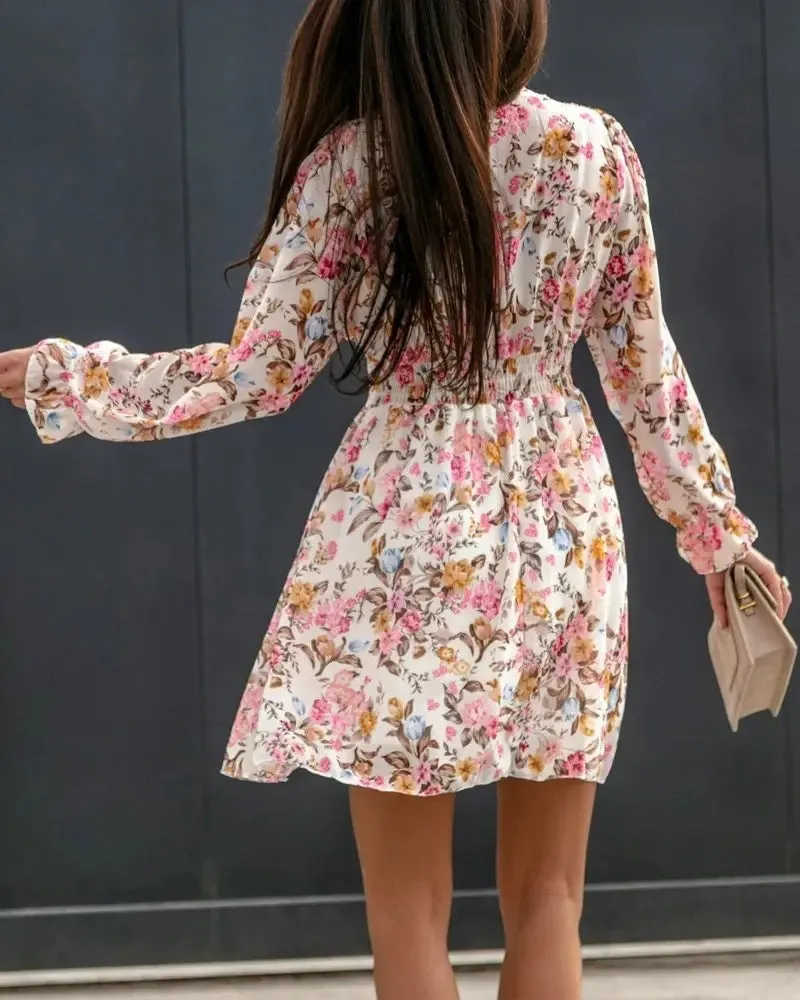 Throwin' Shade Floral Smocked Ruffle Dress