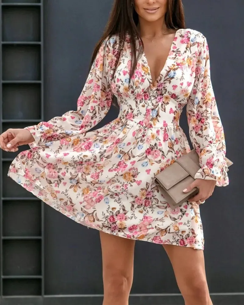 Throwin' Shade Floral Smocked Ruffle Dress