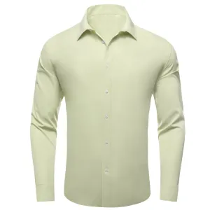 Ties2you Button Down Shirt Avocado Green Solid Silk Men's Shirt