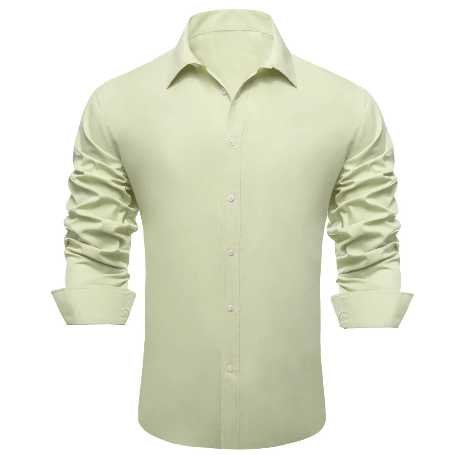 Ties2you Button Down Shirt Avocado Green Solid Silk Men's Shirt