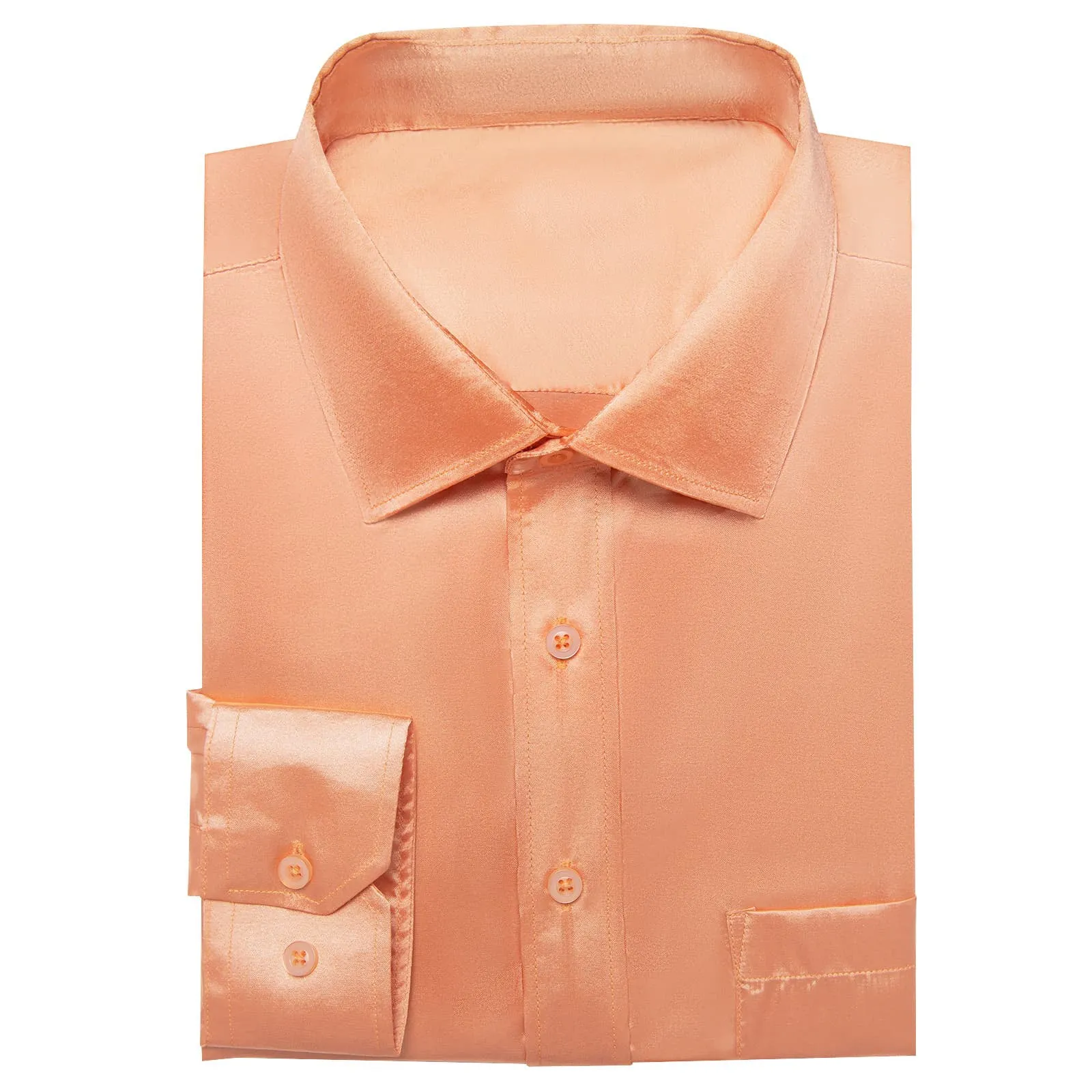 Ties2you Button Up Shirt Design Melon Orange Solid Long Sleeve Tuxedo Shirt for Men