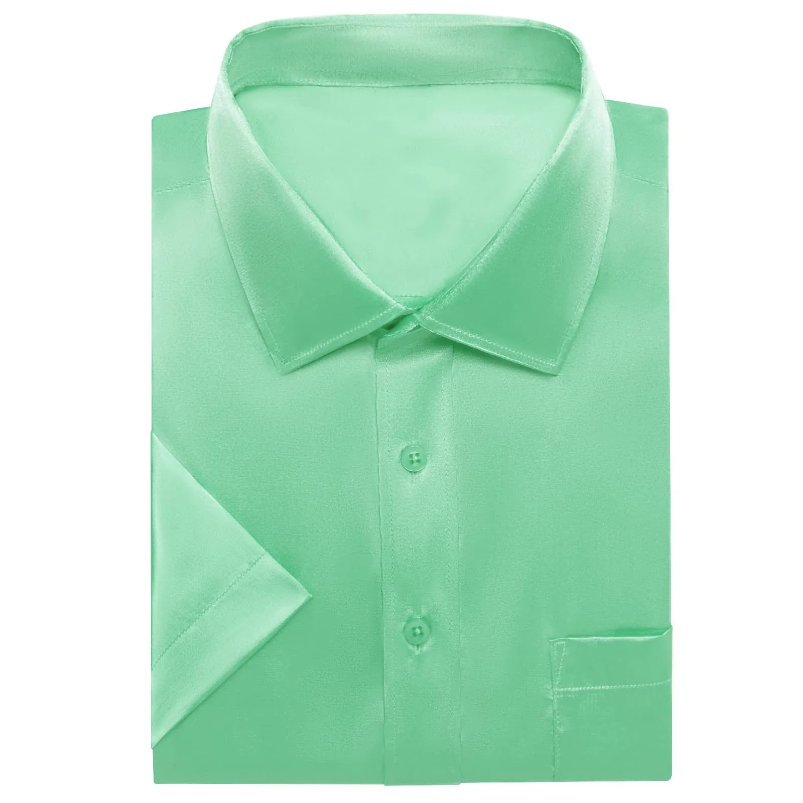 Ties2you Dress Shirt Design Fern Green Solid Mens Short Sleeve Button Up Shirt