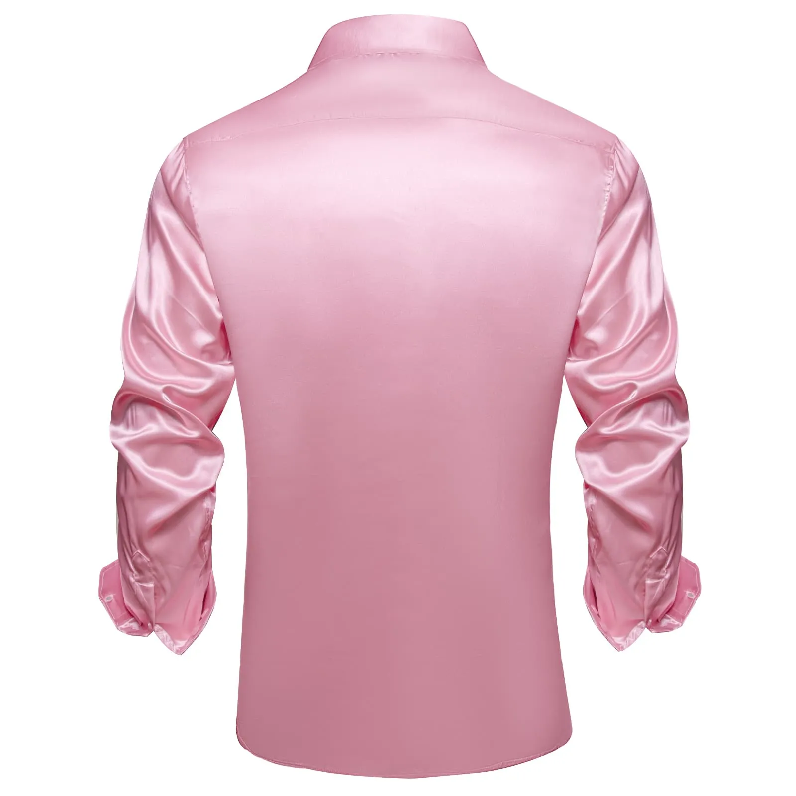 Ties2you Men's Shirt Nadeshiko Pink Satin Solid Long Sleeve Button Up Shirt