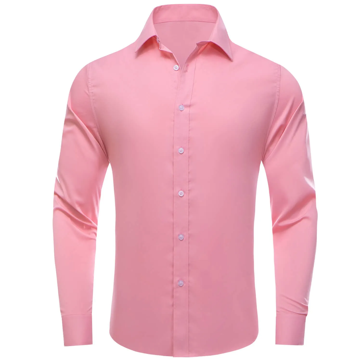 Ties2you Men's Shirt Rose Pink Solid Silk Dress Long Sleeve Shirt