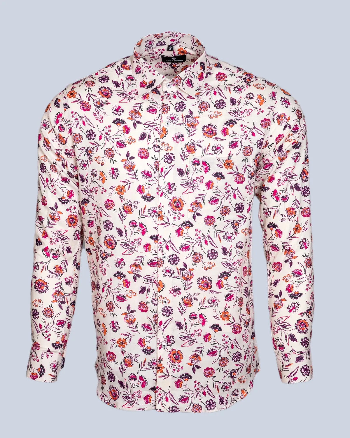 TIMBERWOLF LIGHT GRAY MULTICOLOUR FLORAL PRINTED SUPER SOFT PREMIUM COTTON SHIRT