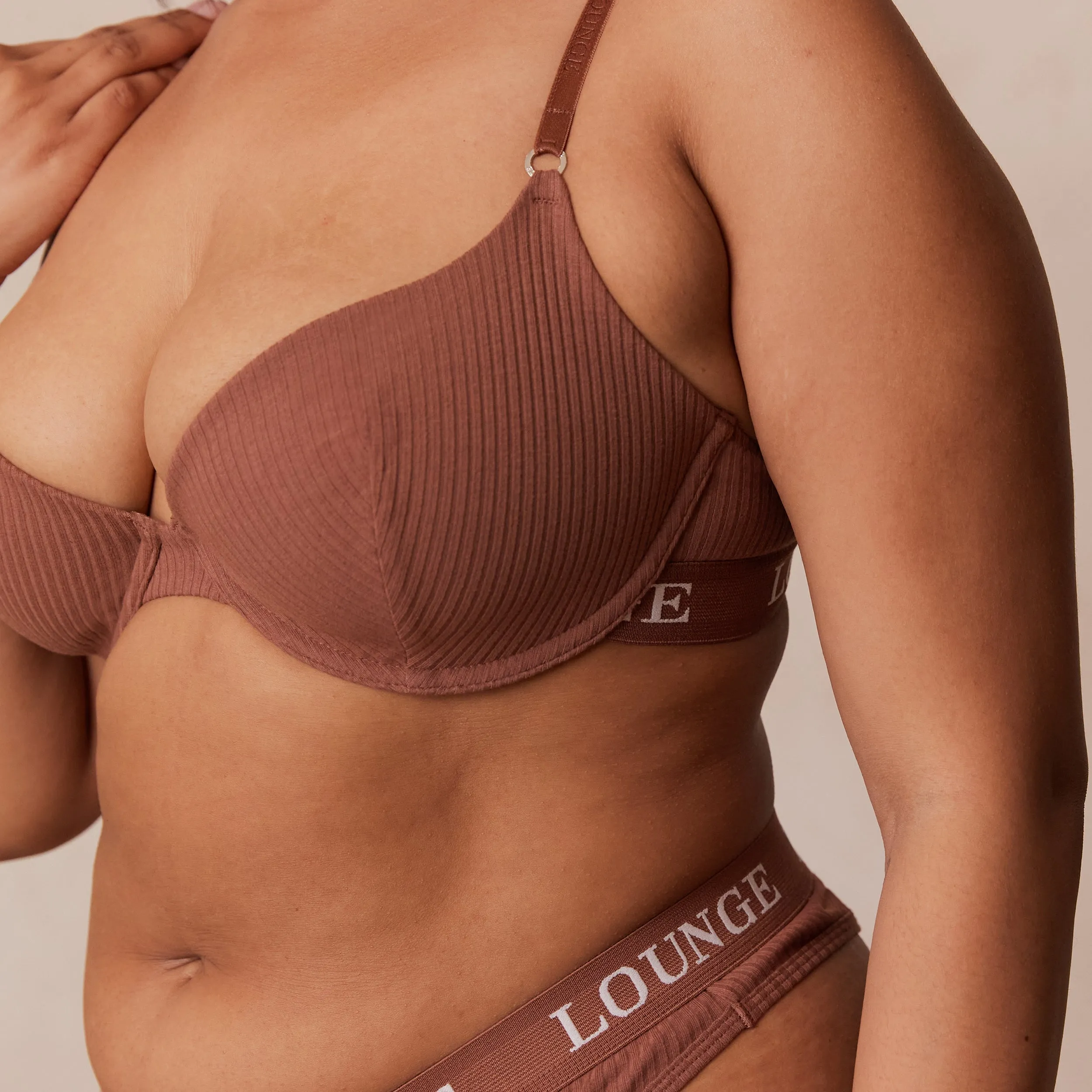 Ultra Comfort Ribbed T-Shirt Bra  - Mocha