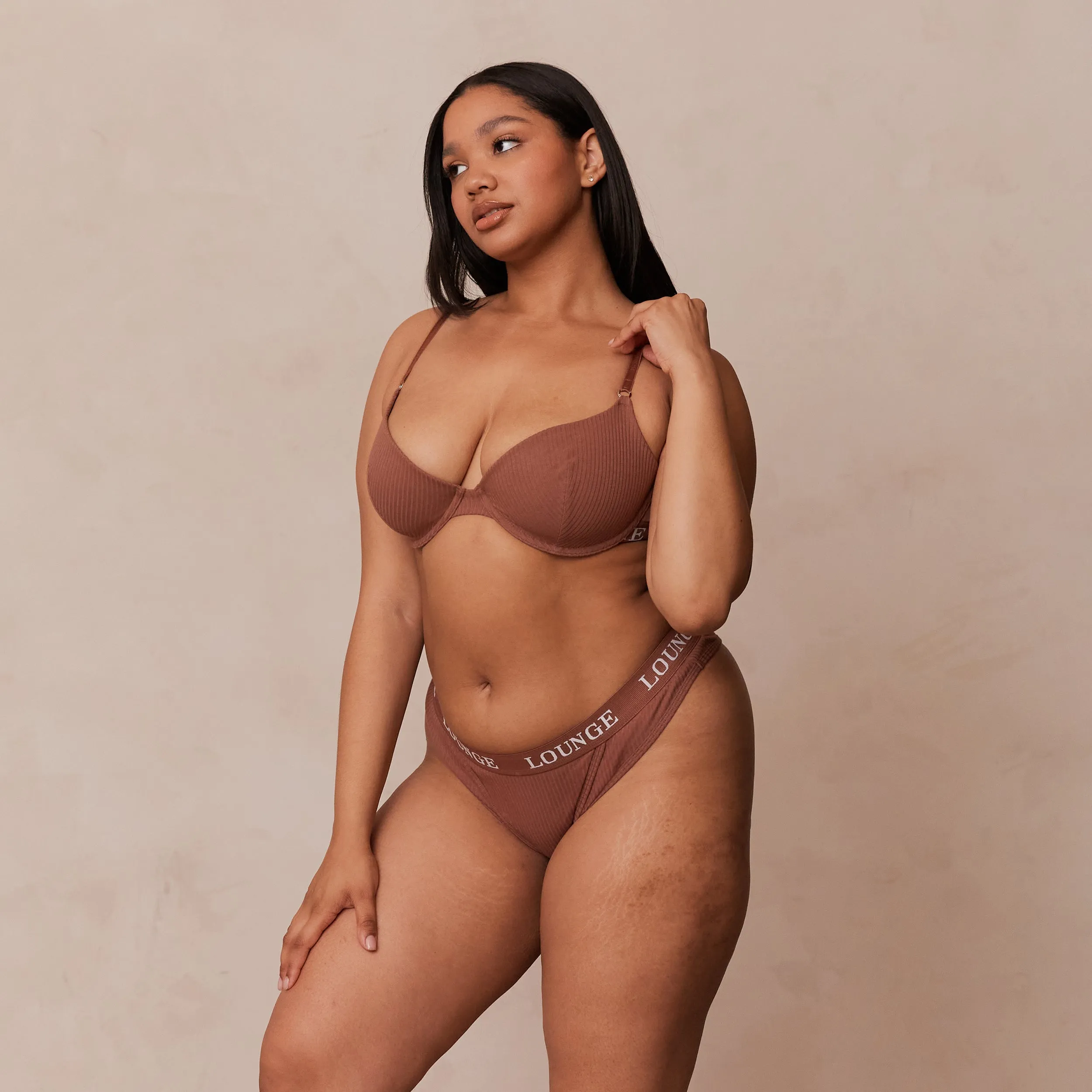 Ultra Comfort Ribbed T-Shirt Bra  - Mocha