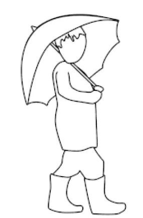 Umbrella, Wellies, Raincoat Outline