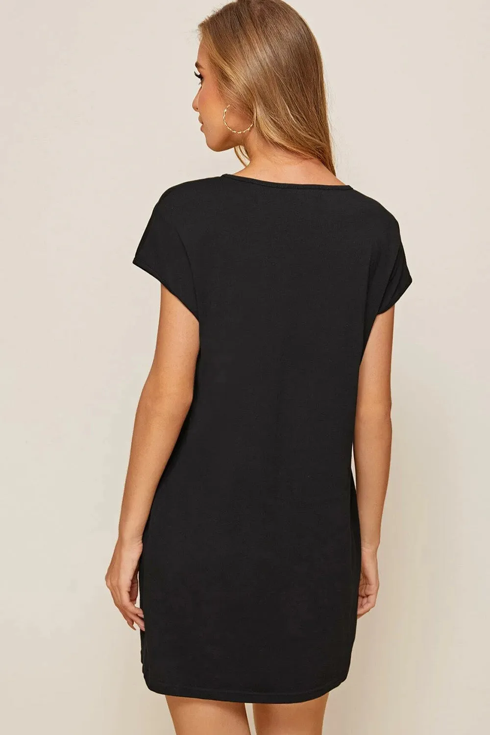 V neck solid tee dress