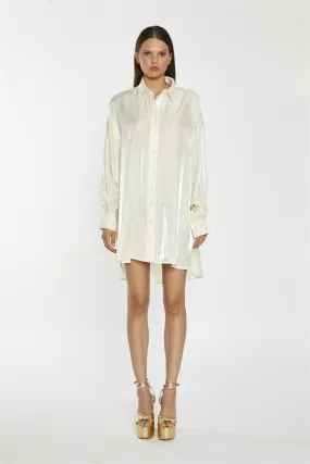 Vanilla-Shimmer Shirt-Dress