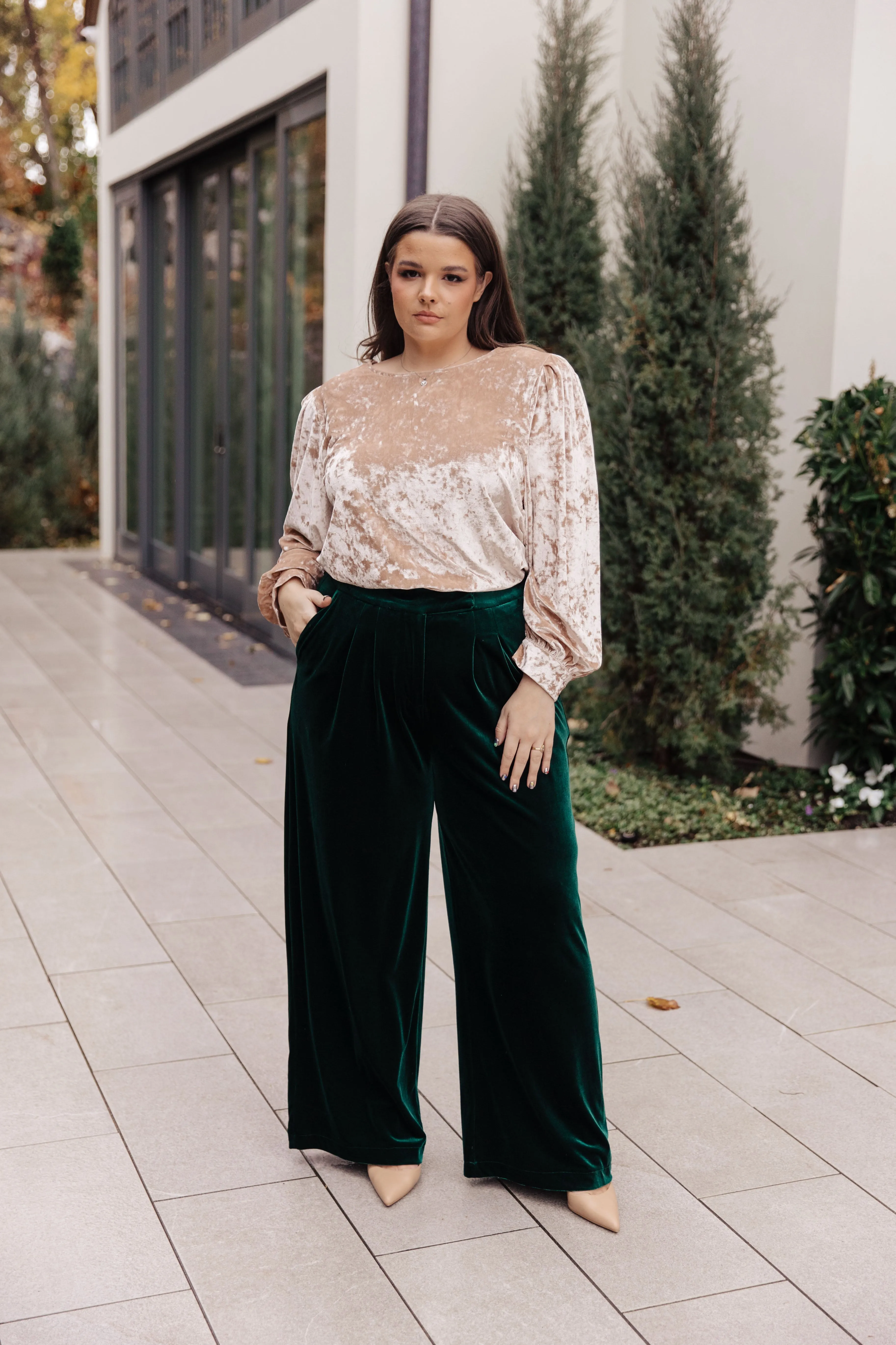 Velvet Elvis Wide Leg Velvet Pants - Very J