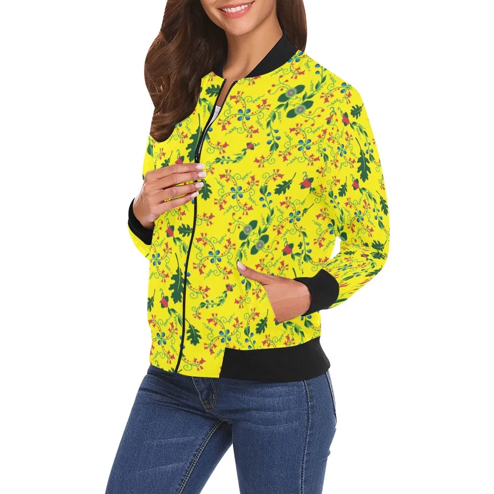 Vine Life Lemon Bomber Jacket for Women