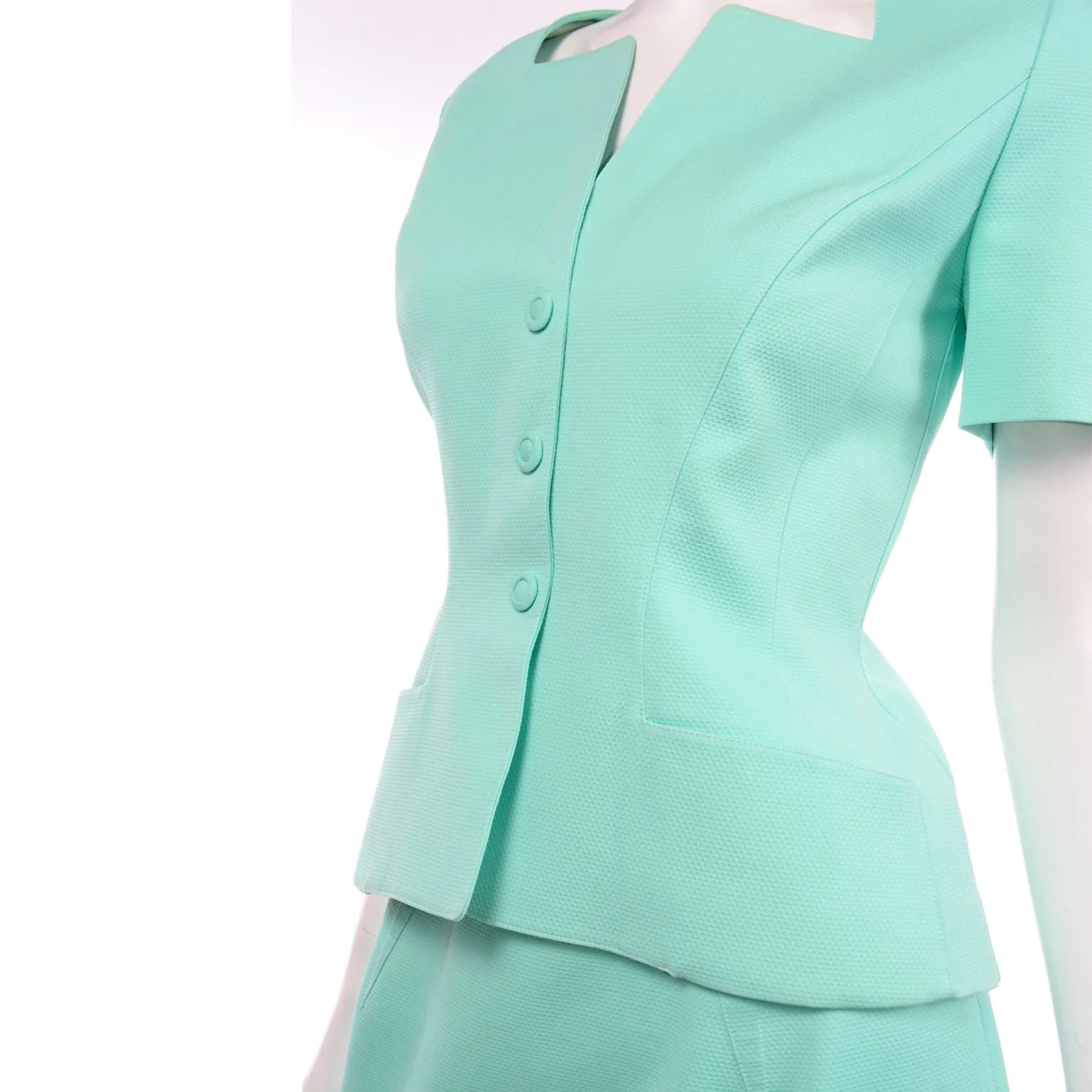 Vintage Thierry Mugler Mint Green Skirt and Jacket Suit