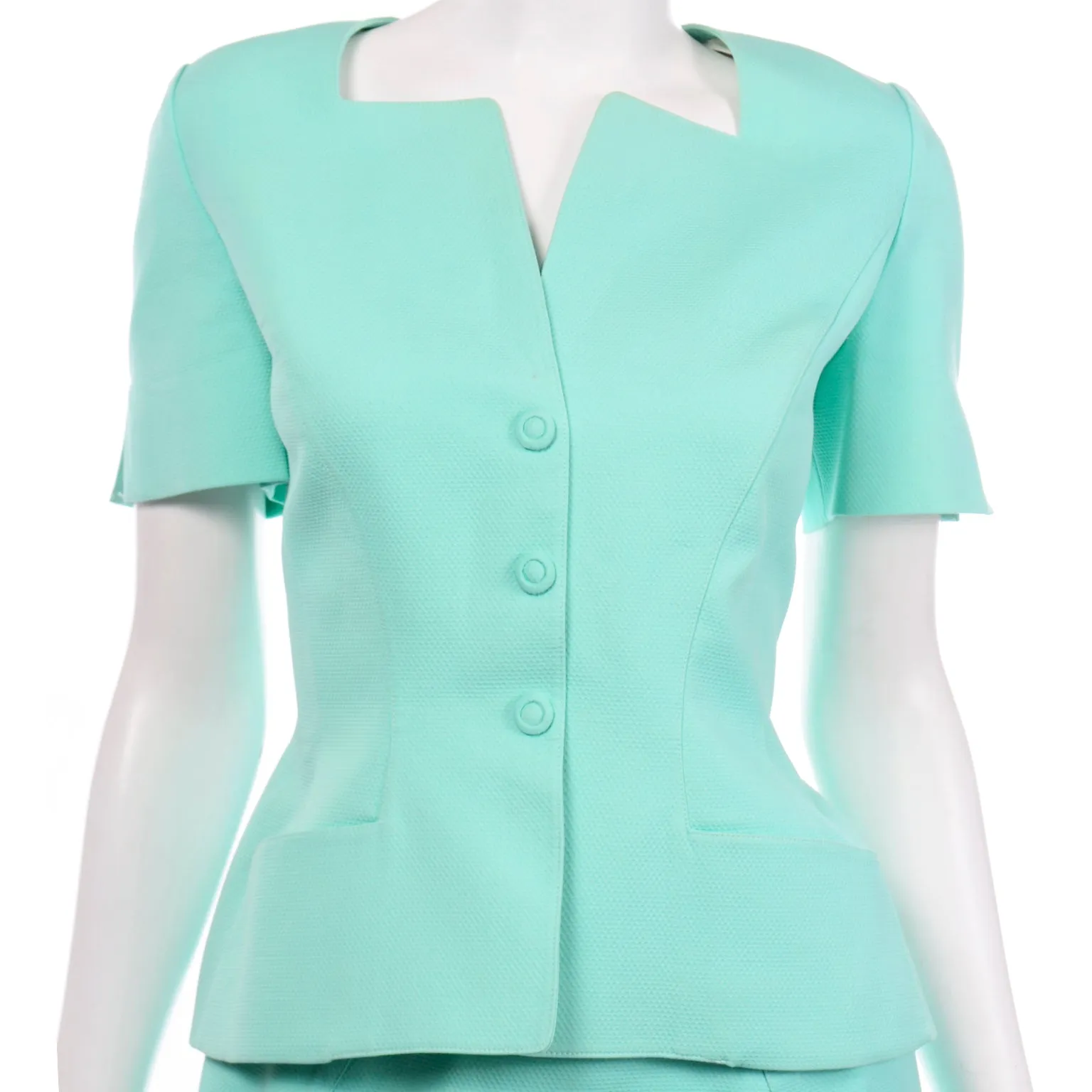 Vintage Thierry Mugler Mint Green Skirt and Jacket Suit