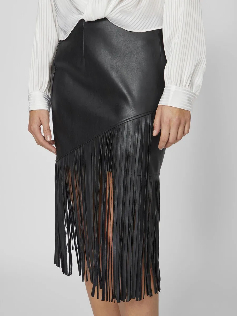 Vipen Coated Frill Skirt (Black Beauty)