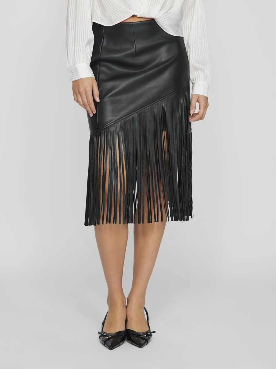 Vipen Coated Frill Skirt (Black Beauty)