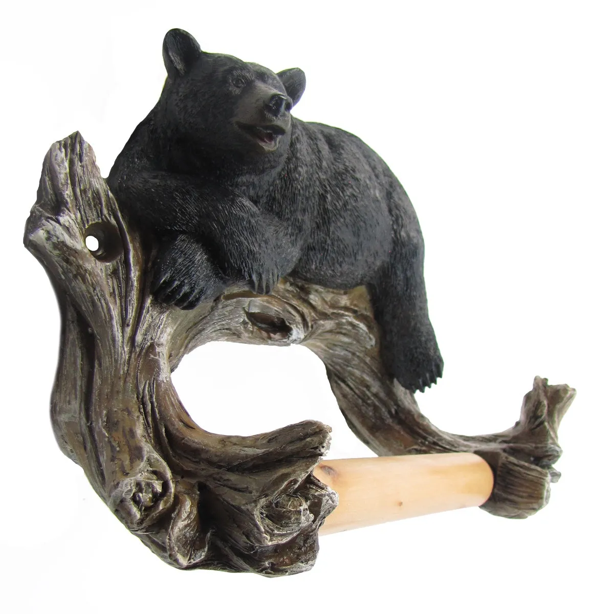 Wall Mount Lounging Black Bear Toilet Paper Tissue Holder