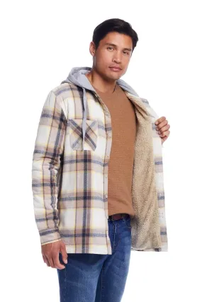 Weatherproof Vintage Sherpa Lined Hooded Shirt Jacket for Men in Wheat | F245456GK-WHEAT