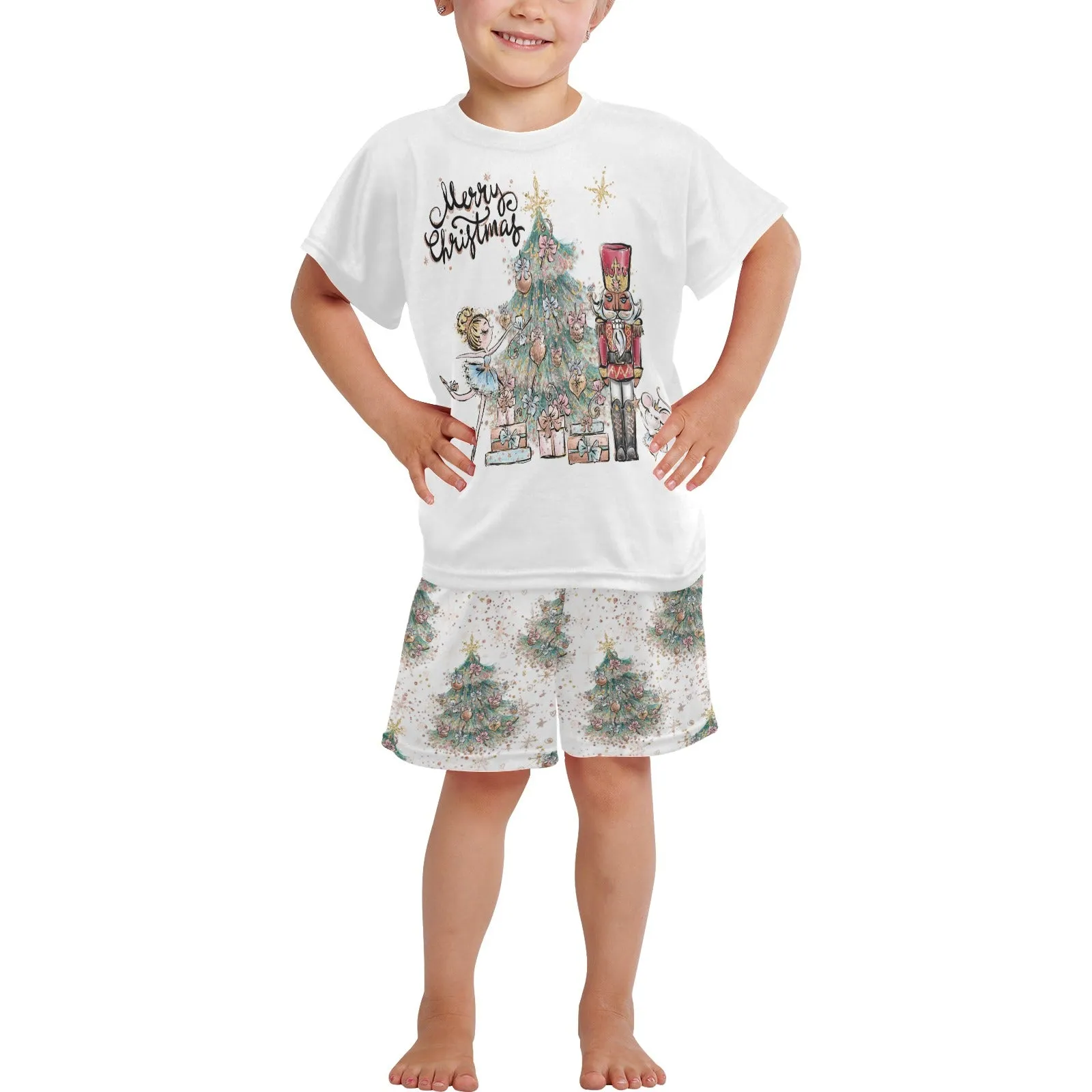 White Christmas Nutcracker Matching Shirt and Short Sets